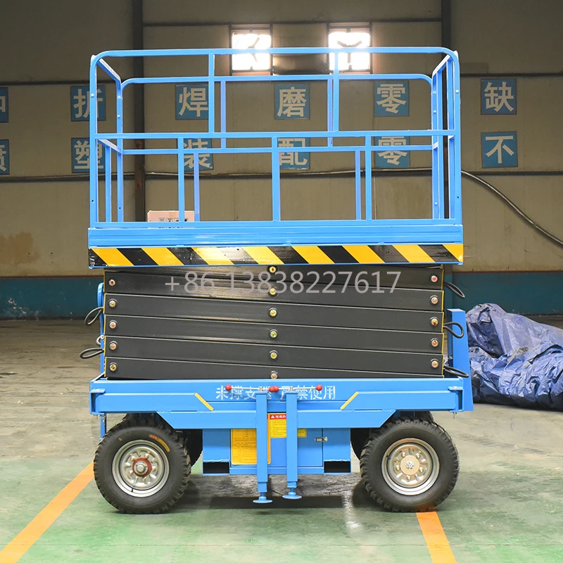 6m-12m Movable Scissor Lift Hydraulic Aerial Platform Solid Rubber Tires Corrosion-resistant Highly Durable view 6