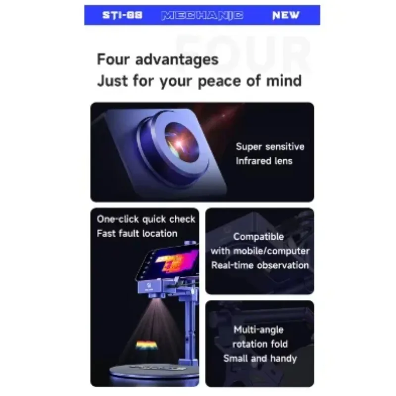 New MECHANIC STI-08 3D Infrared Thermal Camera Motherboard PCB Quick Diagnosis Instrument Thermal Imaging Analyzer Camera Tools