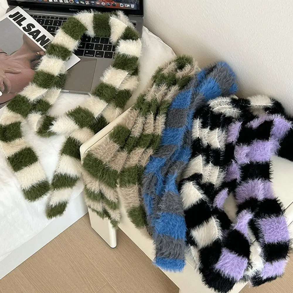 

Winter Warm Neck Warmer Soft Long Narrow Scarves Striped Harajuku Style Clothing Accessories for Women Girls