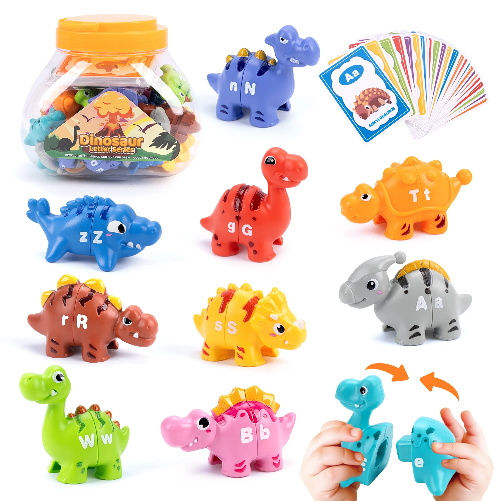 Dinosaur Matching Game Toy Letter&Number Matching Color Sorting Sensory Montessori Toy  Fine Motor Skill Toddlers for Kids Gifts