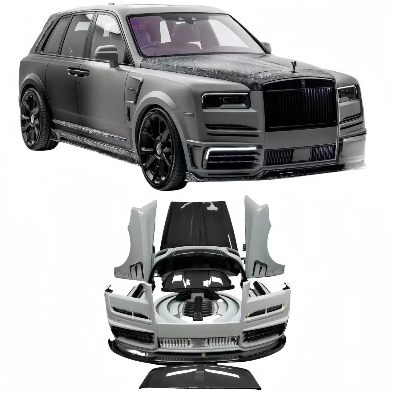 for  For Rolls Royce Cullinan high-quality body kit updated to MSY style car front bumper rear bumper engine cover kit