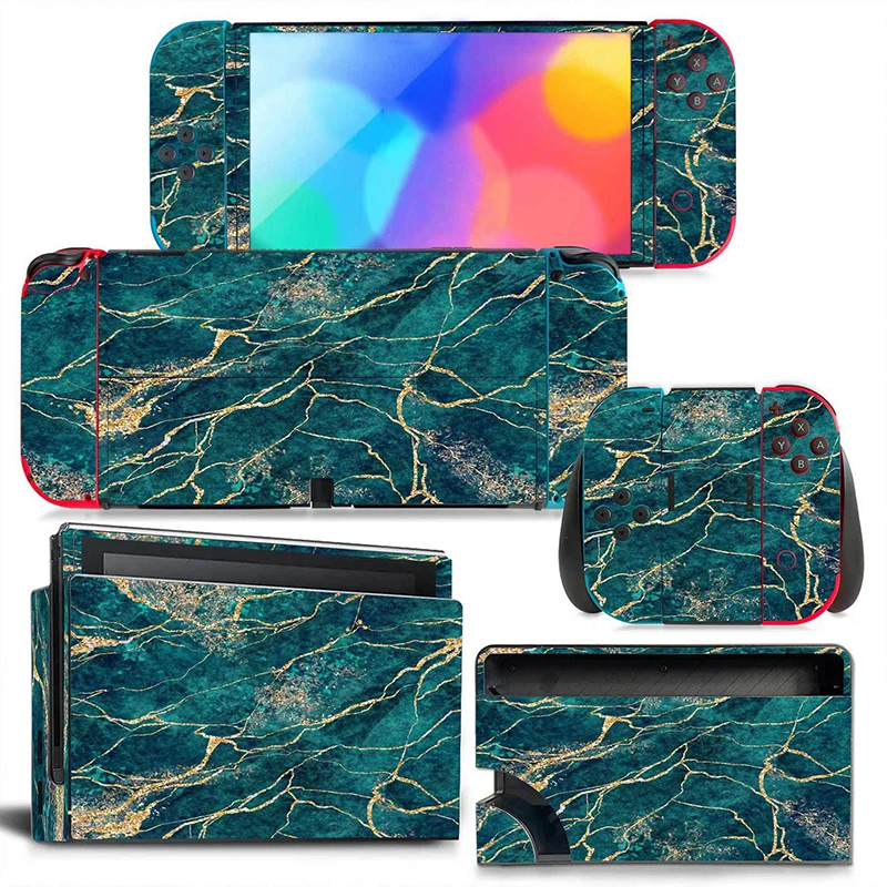 For Nintendo Switch OLED Accessories Marbling Sticker Full Set Transparent Protective Case For Switch Accessories Console Games