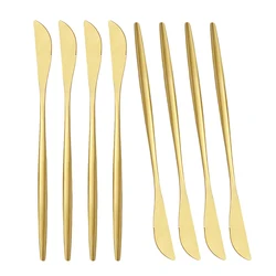8Pcs Stainless Steel Table Dinner Knife Dinnerware Matte Gold Cutlery Flatware Knives Set Tableware Kitchen Accessories