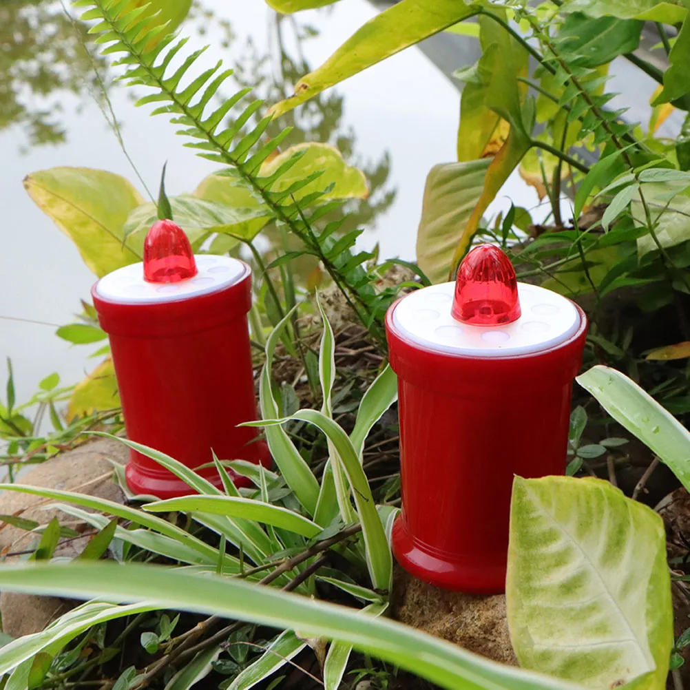 

2 pcs Cemetery Durable Plastic LED Garden Yard Decorative Lamps Outdoor Powered Landscape Lighting