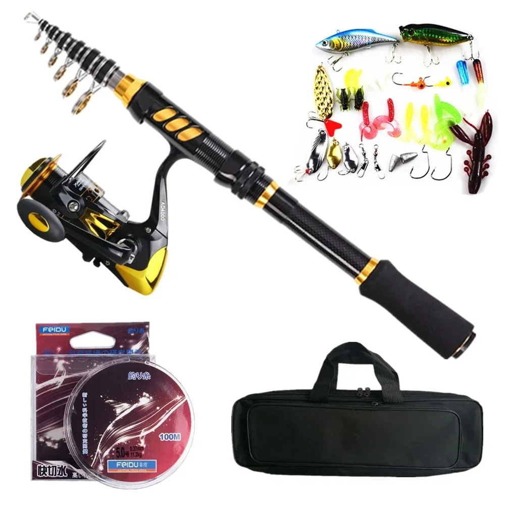 

2024 Spinning Fishing Rod Reel Set Combo Full Kit 1.5M 1.8M 2.1M 2.4M For Combined Carbon Fiber Fishing Rod Package