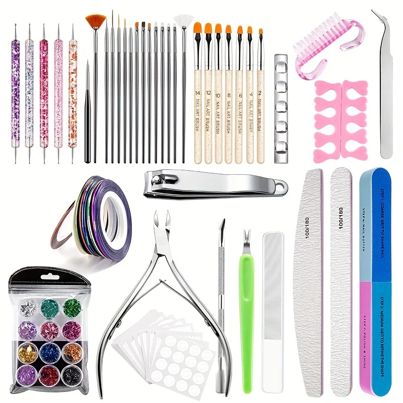 42PCS Manicure Spot Brush Set Nail Polishing File Cuticle Nail Polish Removal Tool Manicure Beginners For Hand And Foot Care