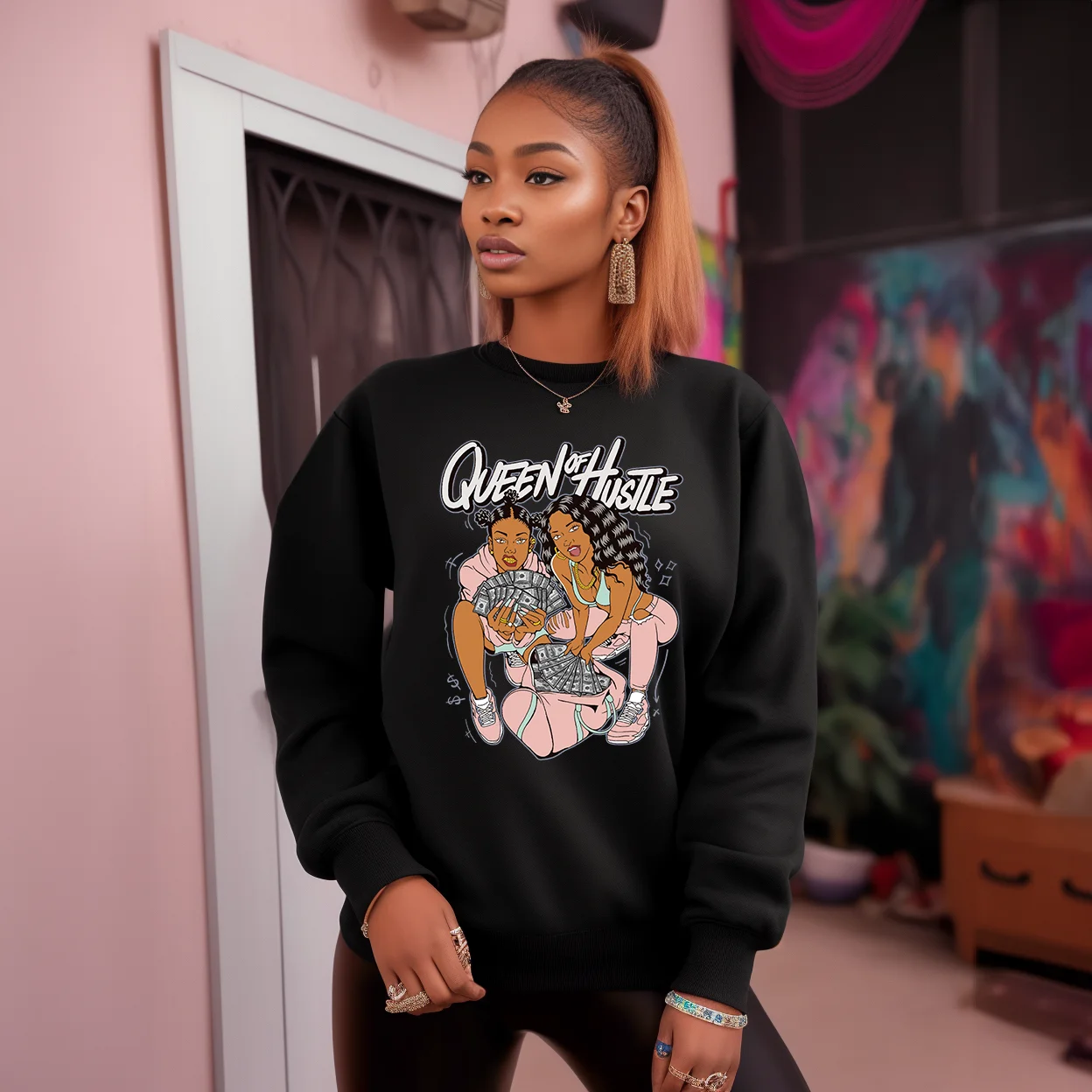 

Women's O-Neck Long Sleeve Pullover Casual Sweatshirts Fashion Printing Graphic Sports Tops Caja Misteriosa