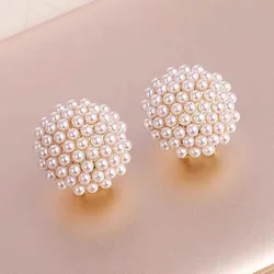 2026New Korean Round Pearl Small Earrings Fashion Elegant Simple Earrings Women Jewelry