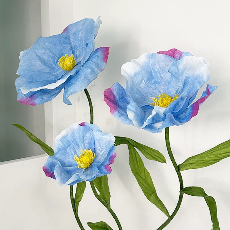 3Pcs/Set Wedding Decor Props Large Artificial Flowers Poppy Wedding Road Guide Flower Window Garden Decoration Home Decor Flower