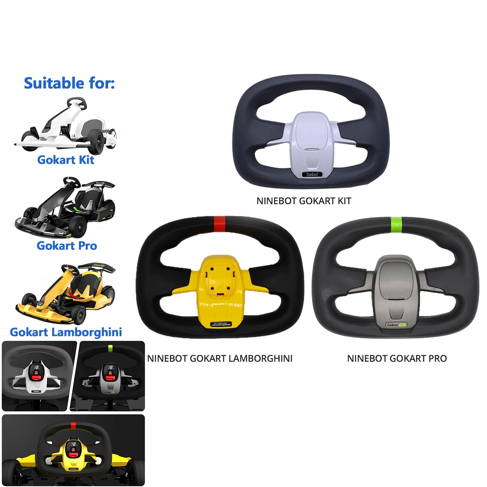 Gokart Steering Wheel for Segway Ninebot Kit/ PRO/ Lamborghini Turn Accessories