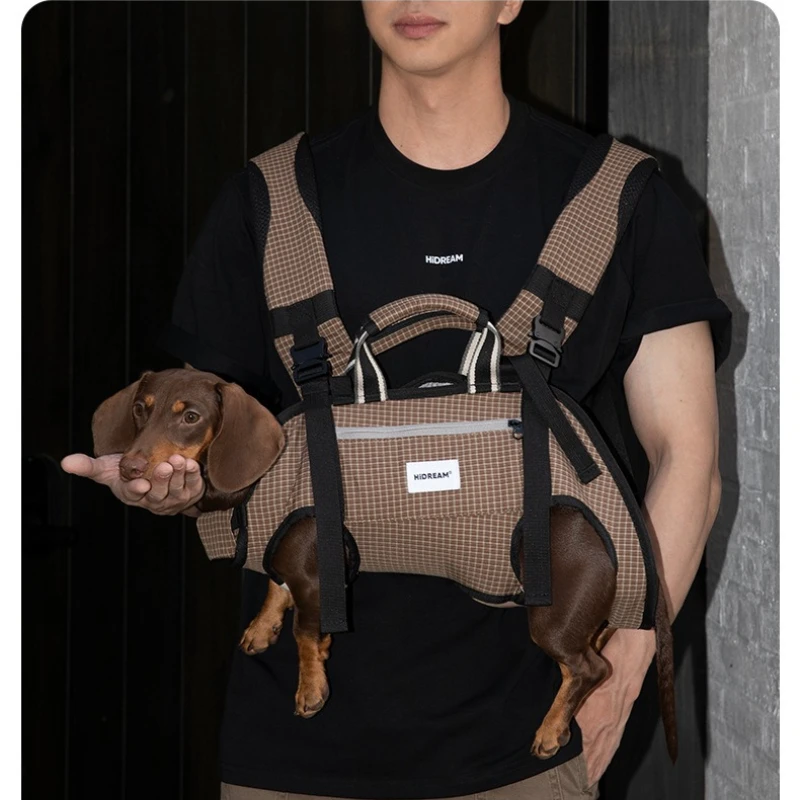 

Horizontal Dog Backpack, Ice Silk Cooling Spine Protector, Breathable Crossbody Bag for S/M Dogs Cats Outdoor Hiking