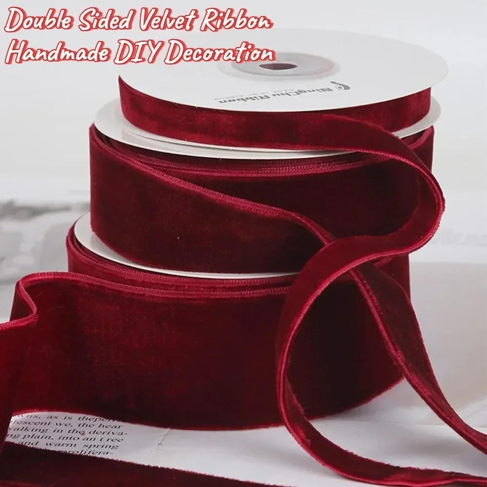 

Wine Red Double-sided Ribbon New Year Wedding Gift Packaging Decor Gift Packaging Bow Christmas Ribbon Handmade DIY Accessories