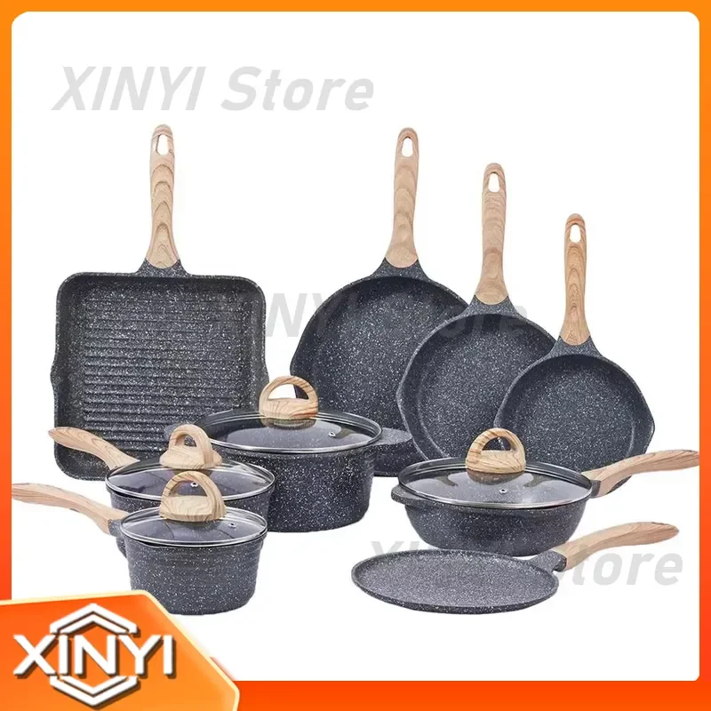 for JEETEE OEM 23pcs Die Cast Aluminum Cookware Sets Nonstick Granite Coating Cooking Pot Set