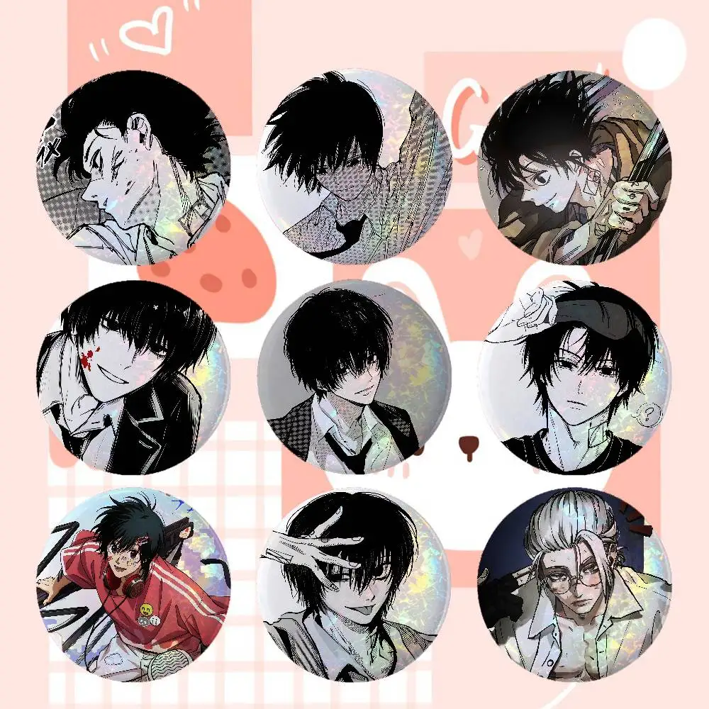 Y-Yoichi Nagumo Taro Sakamoto-S Anime Game Laser Double Flash Tinplate Badge Cartoon Character Pin Brooch Fan Collectible Cospla