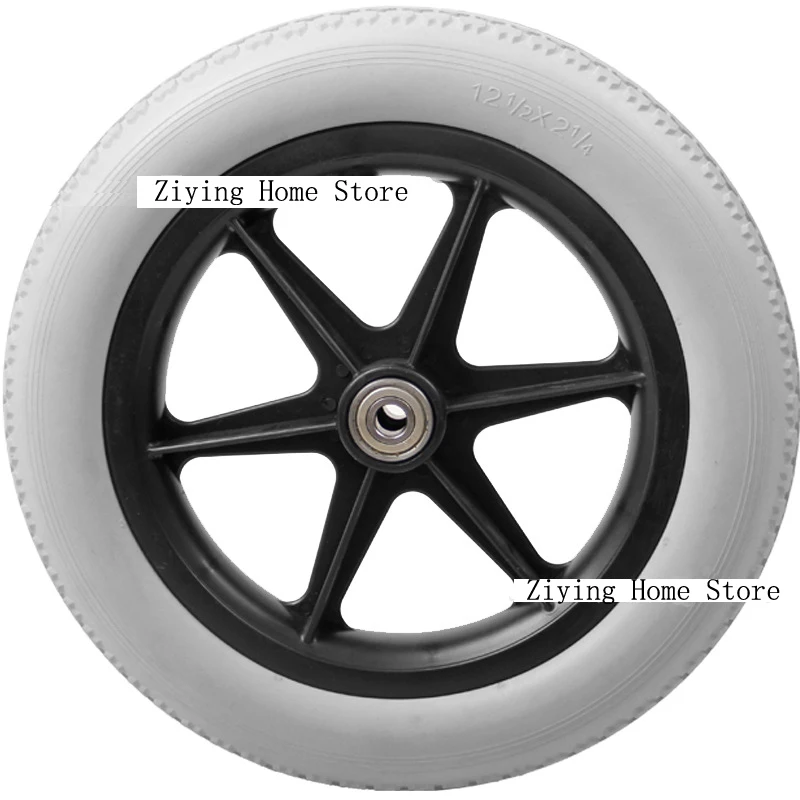 Imagem -04 - Cadeira de Rodas Roda Traseira 12 Polegada pu Pneus sem Rodas Pneumáticas Cadeira de Rodas Manual Roda Traseira Pneu Sólido Par