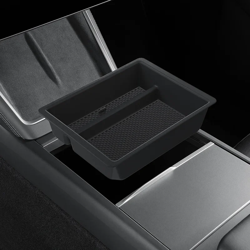Center Console Organizer for Tesla Model Y Juniper 2025-2026, Sliding Armrest Storage Box Set, TPE/ABS Interior Accessories, view 2