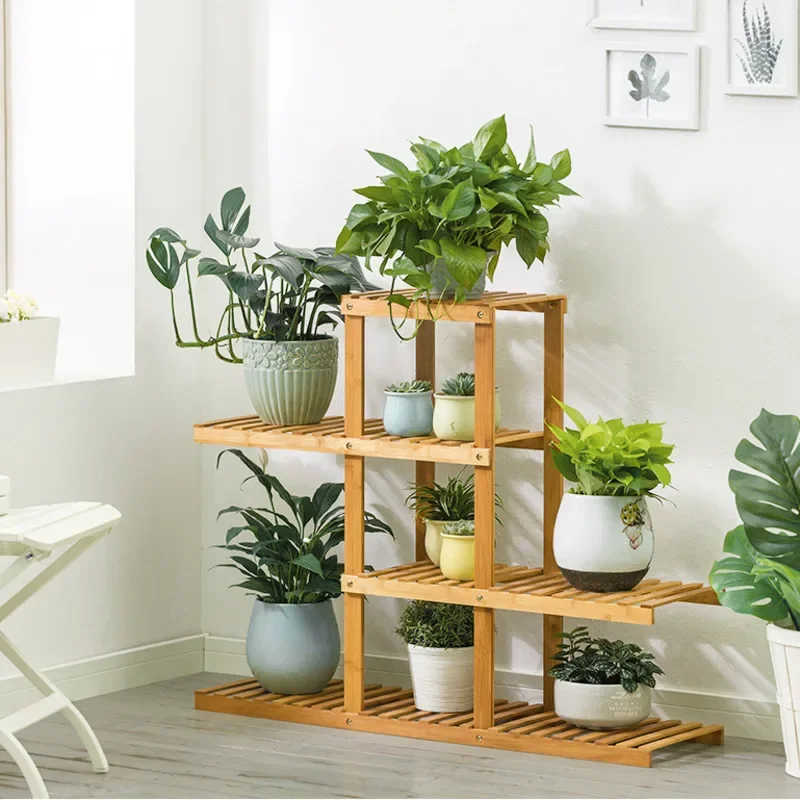 Ahşap Balkon Saksı Tutucu – İç Mekan Succulents, Oturma Odası Çiçek Standı ve Yeşillik Teşhir Çözümü için Çok Katlı Bitki Rafı