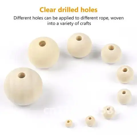 Natural Wooden Beads 6-25mm Lead-free Wood Round Balls For Jewelry Making Diy Children Teething Spacer Wood Crafts DIY Craft