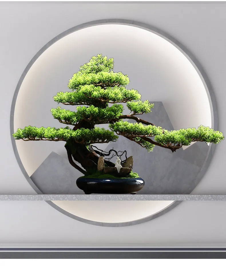 Simulation of welcoming pine bonsai living room porch TV cabinet fake flowers and green plants potted plant office ornaments