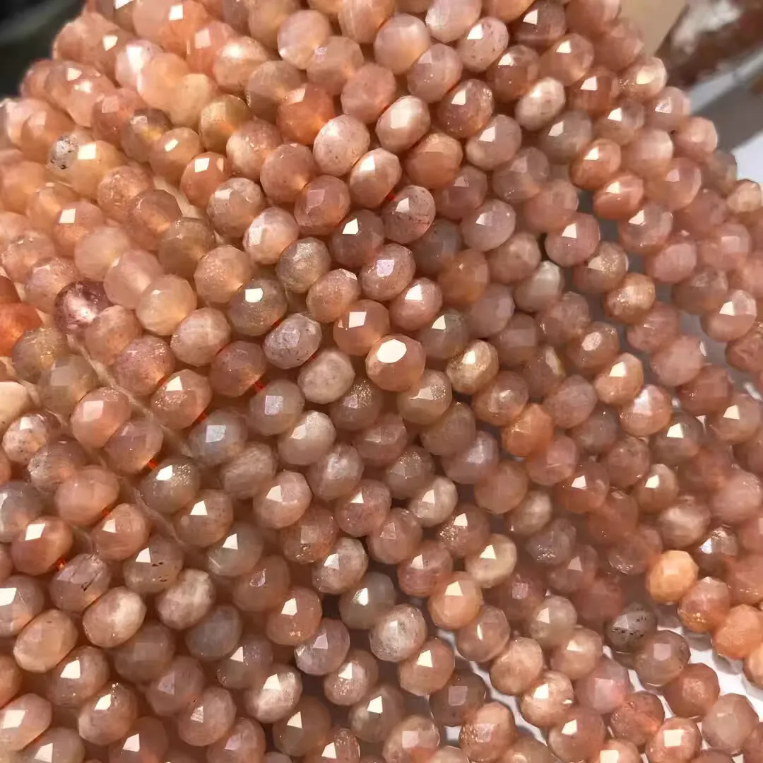 PINK SUNSTONE roundelle faceted 5/6mm nature  for making jewelry necklace 38CM FPPJ wholesale loose beads