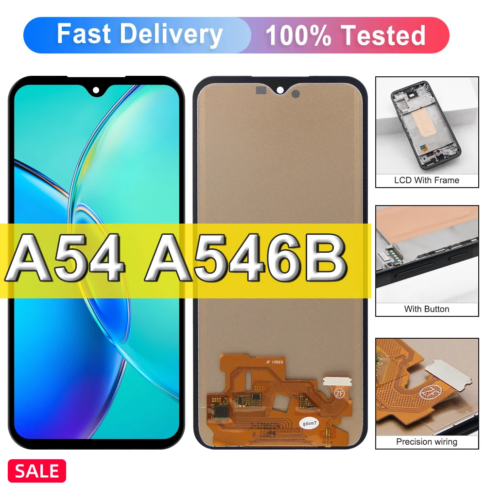 

ЖК-дисплей 6,4 дюйма AAA + для Samsung A54, дисплей с сенсорным экраном в сборе с рамкой для Samsung A546, фотография