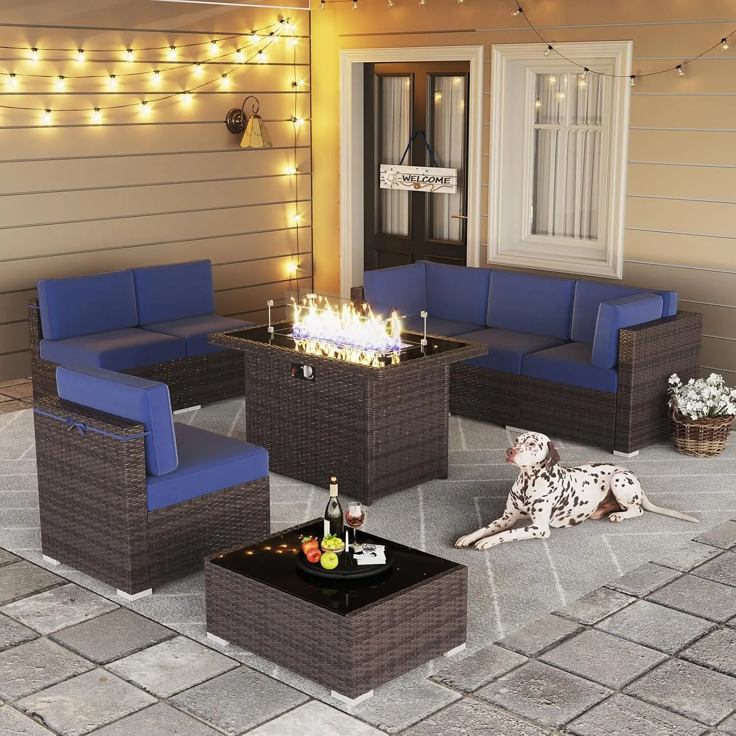 8 Pieces Outdoor Patio Furniture Set with 44