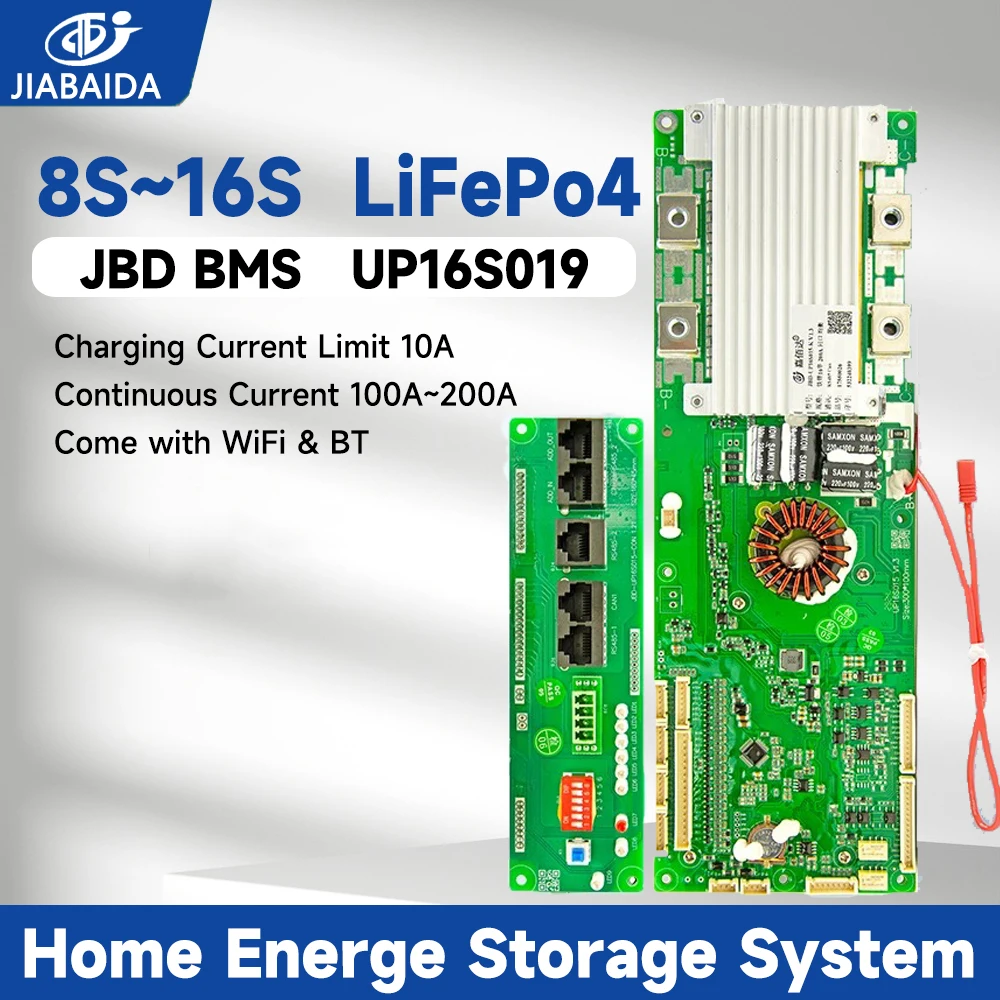 

JBD BMS UP16S019 Home Energy Storage System Smart BMS BT WiFi LCD 16S 48V LiFePo4 8S 24V Li-ion Lithium RS485 connect Inverter