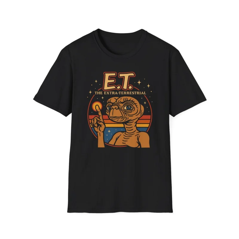 

E.T. The Extra Terrestrial 0403 t shirt Retro Alien Movie Graphic Tee for Sci-Fi Fans 100% cotton printed All size Tops S-6XL