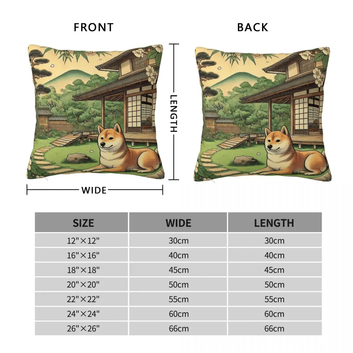 Shiba Inu Japanese Garden Pillowcase Polyester Linen Velvet Creative Zip Decorative Sofa Seater Cushion Cover 45x45