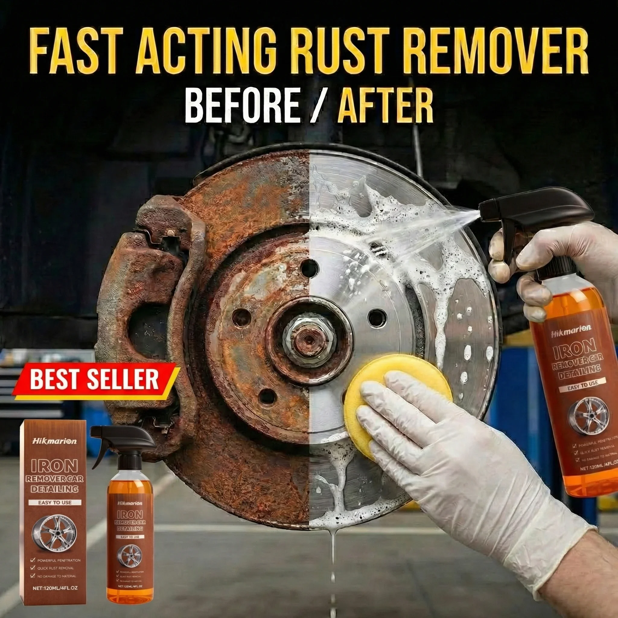 Car Rust Removal Spray Iron Powder Rust Remover Auto Rust Cleaning Agent Paint Chrome Paint for Metal Surfaces Cleaning Tool