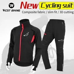 WEST BIKING Cycling Set Winter MTB Road Bike Temperature Windproof Men Jacket Set Fleece Ropa Ciclismo Bike Winter Jersey Set