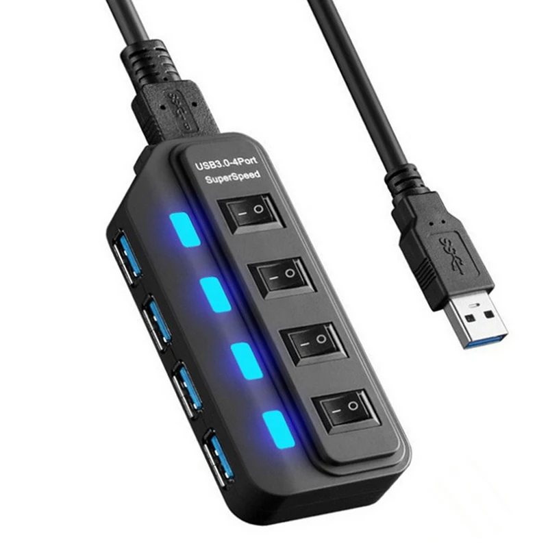 Switch Extension Hub 4-Port USB 3.0 Hub Computer USB Extension Hub One Drag Four USB3.0 Splitter PC Laptop Desktop