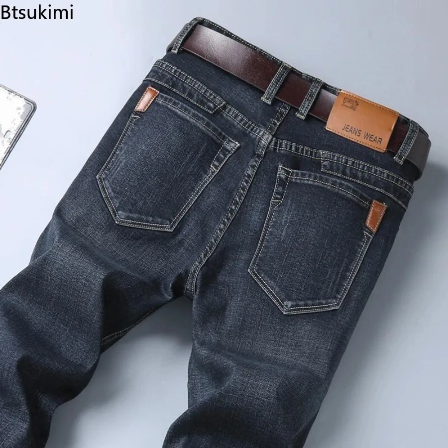 Lente Nieuwe Denim Herenbroek Mode Slim Fit Hoge Elastische Casual Broek Comfort All-Match Klassieke Jeans Heren Kleding