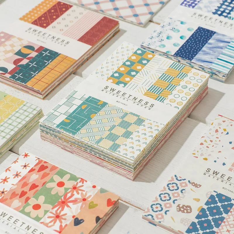 Vintage Gird Dot Flower Pattern Material Paper Creative DIY Junk Journal Collage Scrapbooking Stationery