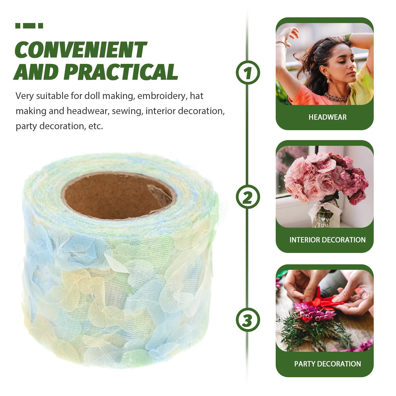 

Chiffon Yarn Roses Craft Lace Ribbon Embroidery Trim DIY Sewing Edging Flower Accessories Polyester Material No Fray