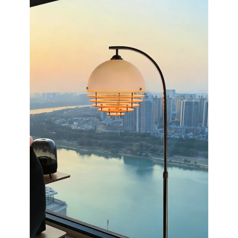 Medieval Sunset Orange Floor lamp Bauhaus Orange Floor Light for Cafe Bar Bedroom Sofa Modern Metal Fishing Standing Lamp