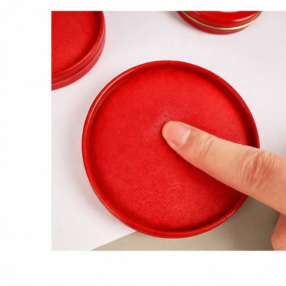 High Performance Red Ink Pad Metal Box Quick Drying Stamp Inkpad Oil Based Stationery Gift For Office Seal Imprints Needs view 4