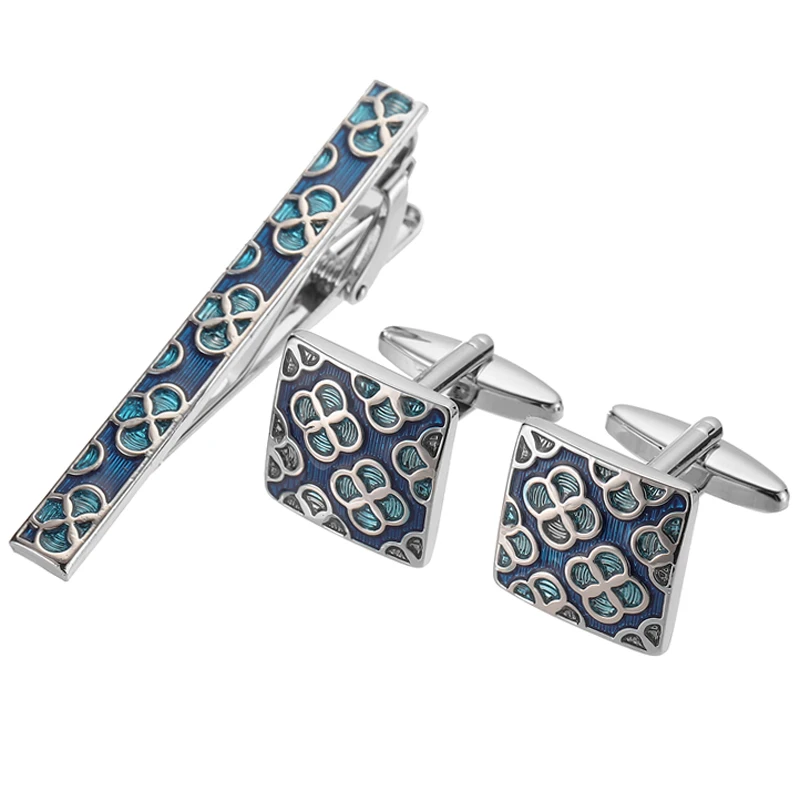 Classic men\'s French shirt cufflinks tie clip lucky clover plum blossom rose cuffs button clip business suit accessories jewelry