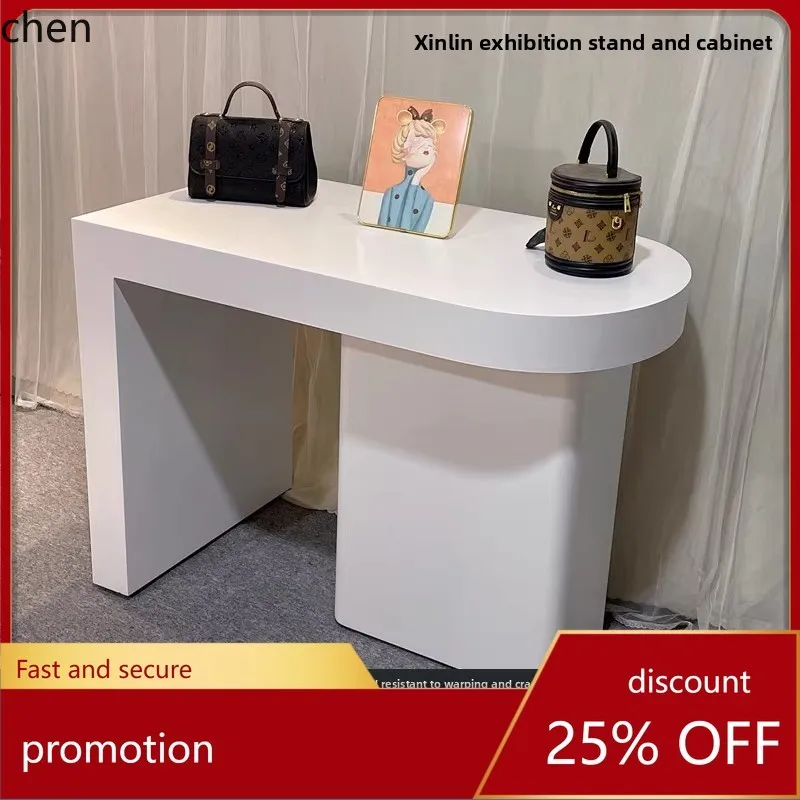 HT Wooden Painted Clothing Store Island Shoe Bag Display Table Rectangular Flowing Table Mall Display Stand Display Cabinet
