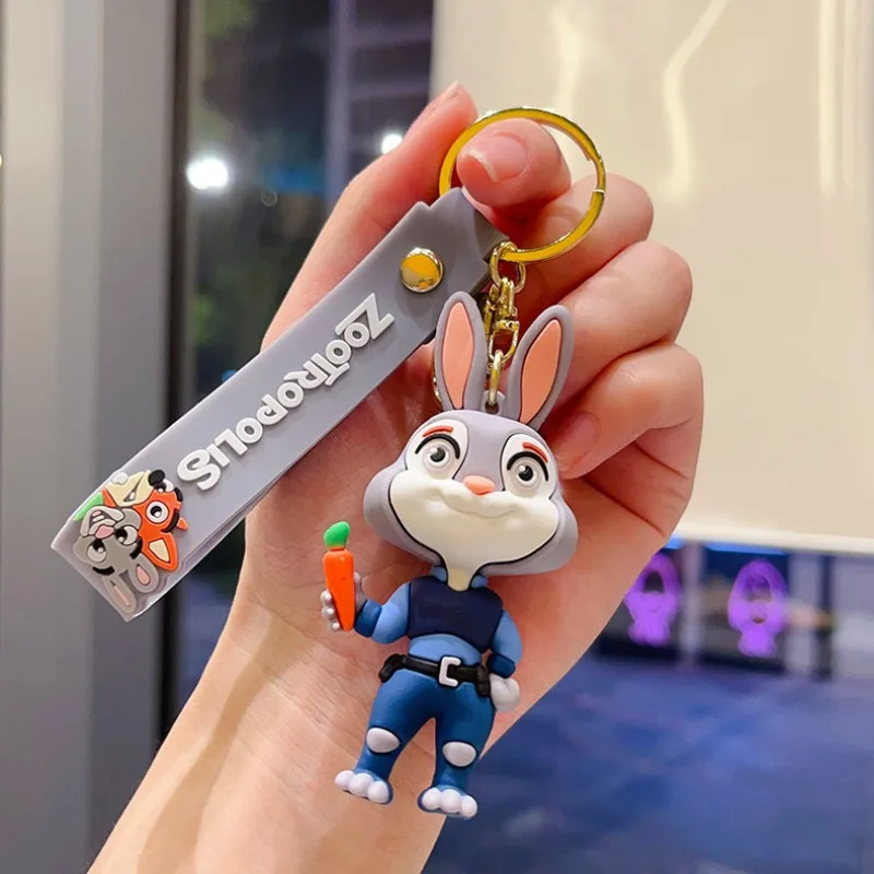 Porte-clés de dessin animé Disney Zootopia en PVC, poupée Judy mignonne, pendentif de décoration, jouet cadeau de noël pour enfant