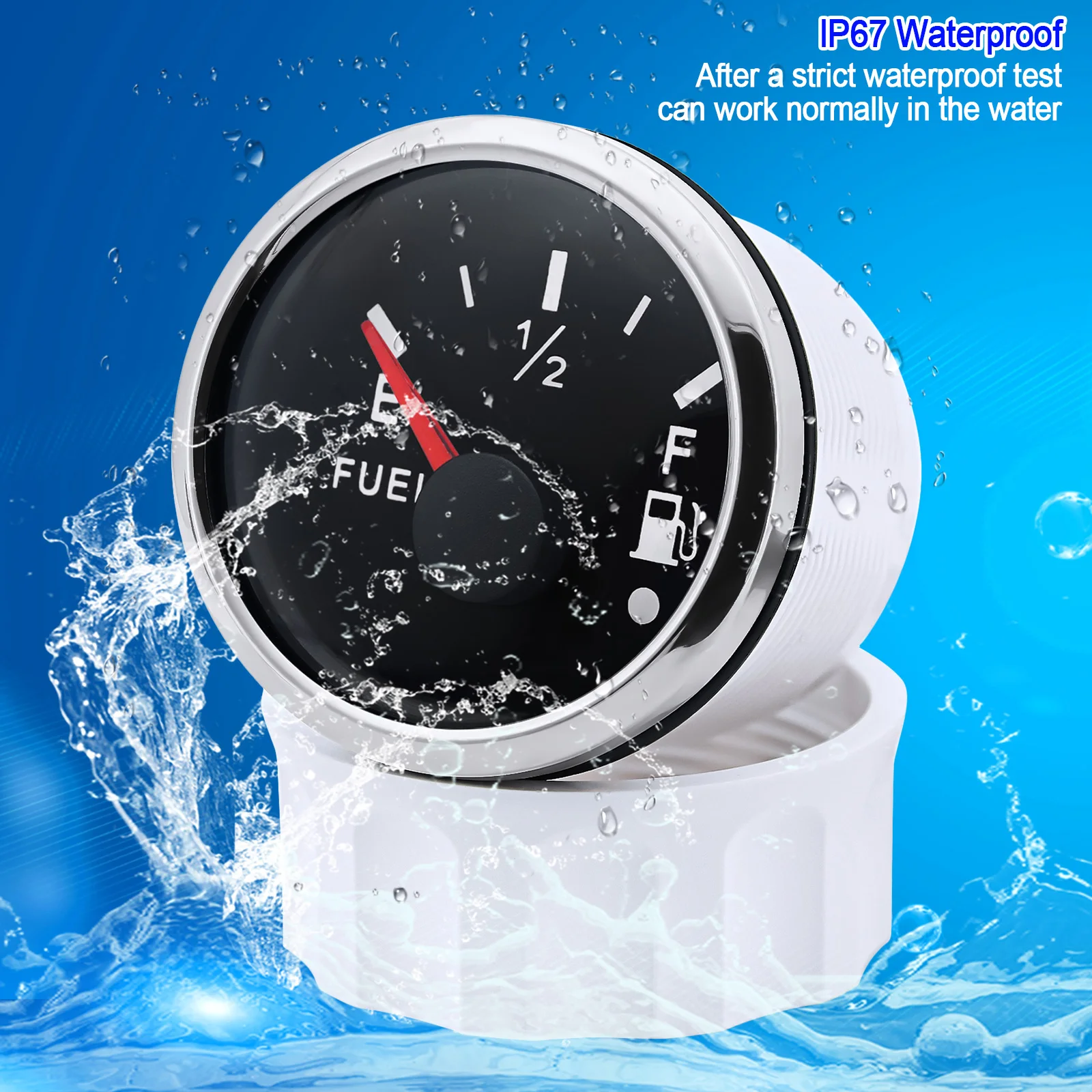 Auto- und Boot-Booster-Alarmanzeige 2'' 52mm Öldruckmesser Wasserstandsmesser Kraftstofftemperatur 12V 24V Voltmeter Zubehör Messgerät – Detail 10