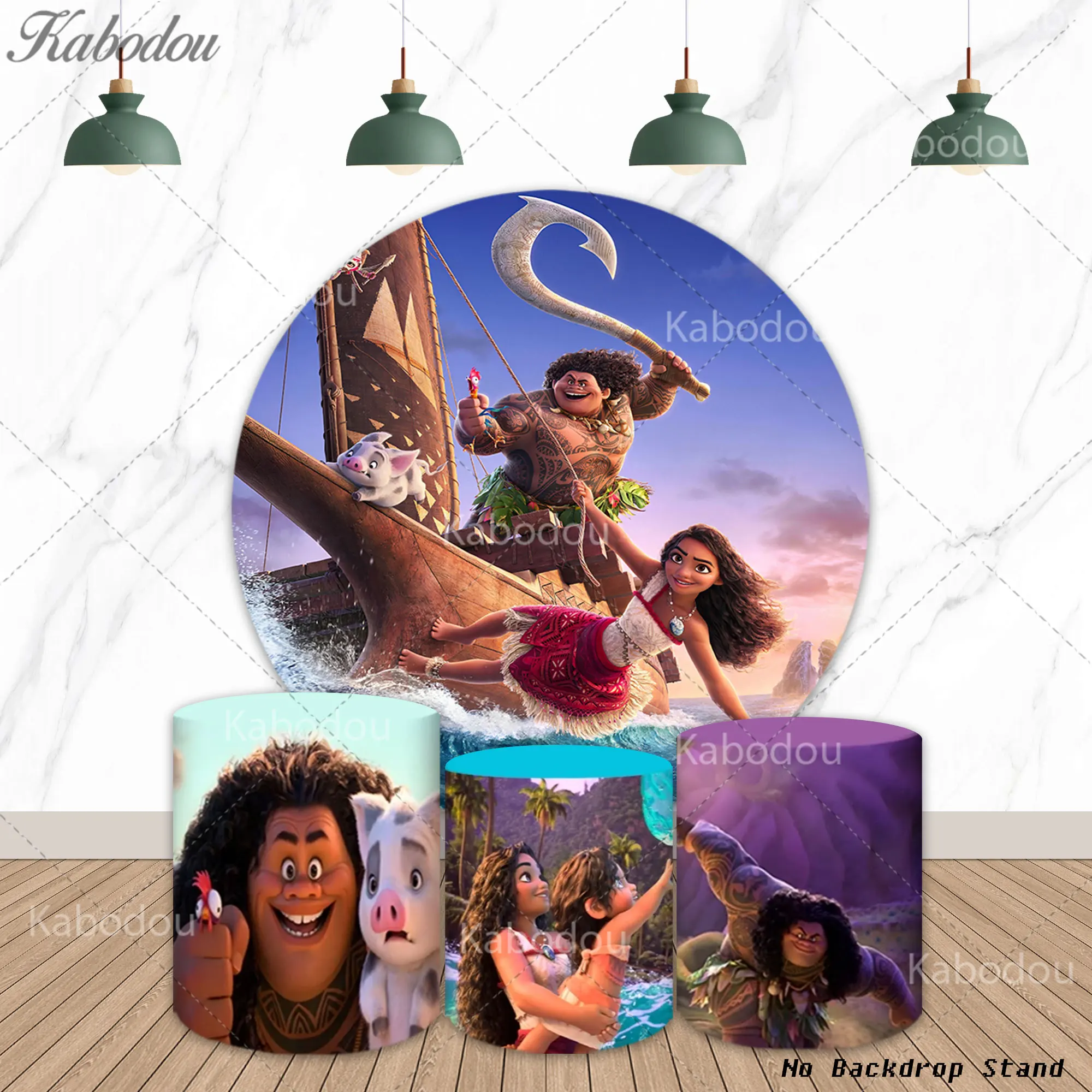 غطاء خلفية مستدير من Moana للأطفال الأولاد لتزيين حفلات أعياد الميلاد السعيدة، لافتة استحمام الطفل، دعائم تصوير خلفية #1