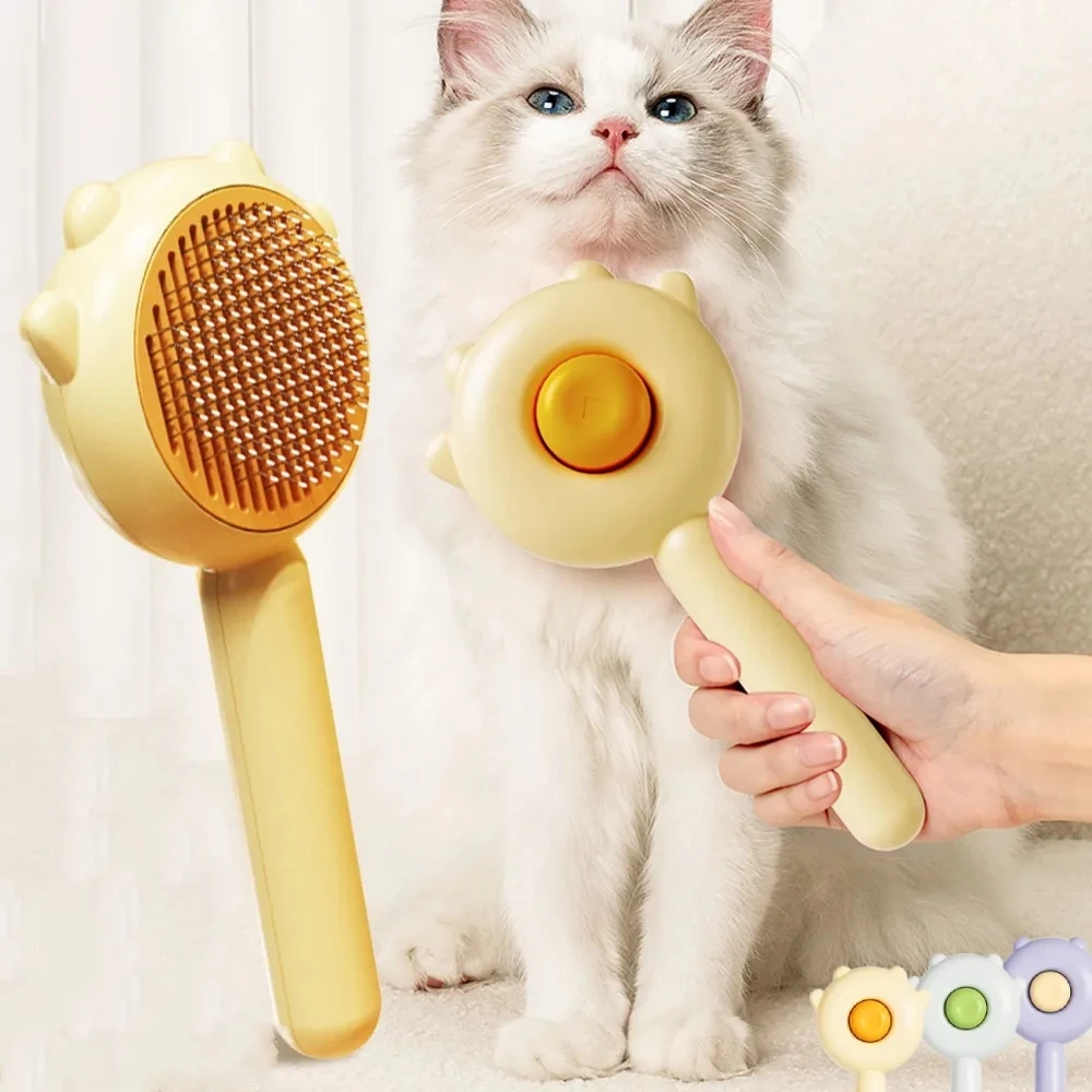 Pet Hair Removal Brush Cat Slicker Brush Grooming Comb Self Cleaning Dog Massage Particle Needle Dogs Cats Pet Grooming Supplies