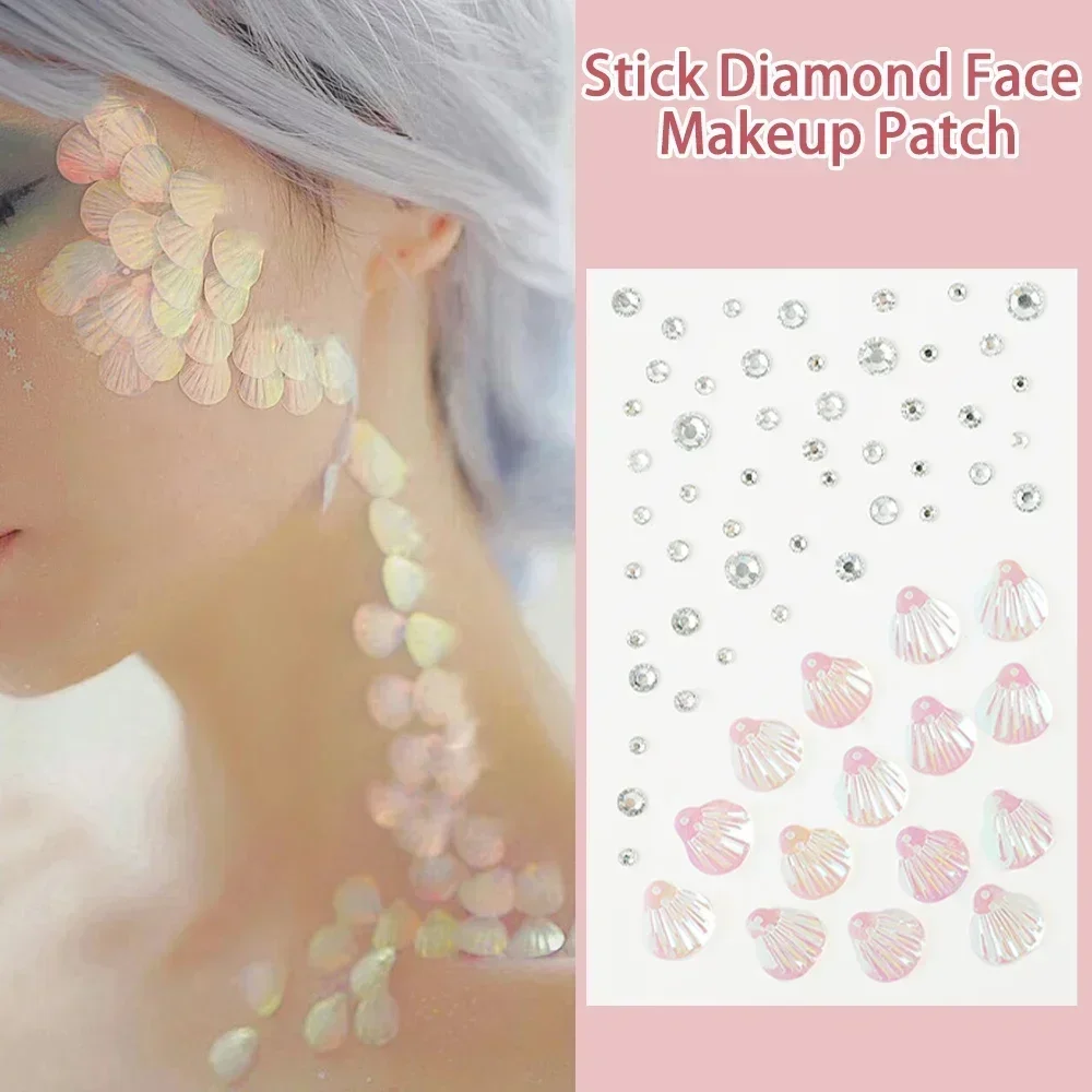 Diamond Sticker Shell Man Shark Man Makeup Fish Scale Stick Drill Face Sexy Face Tattoo Stickers Glitter Party DIY Jewels Tattoo