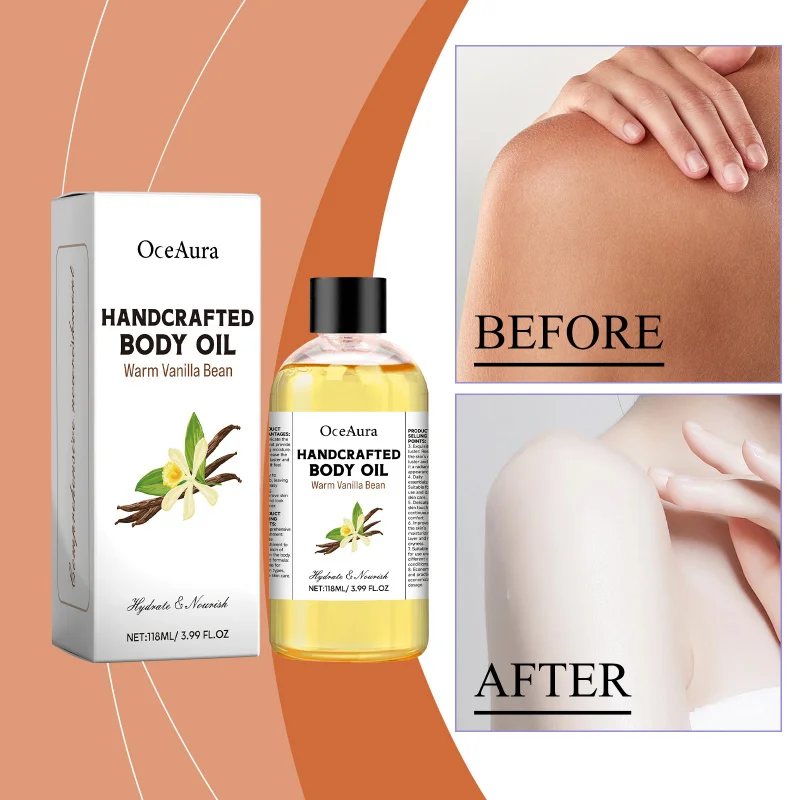 

Warm Vanilla Bean Body Oil - Handcrafted Hydrating Moisturizer With Jojoba Oil & Mineral Oil - Nourish For Soft Radiant Skin