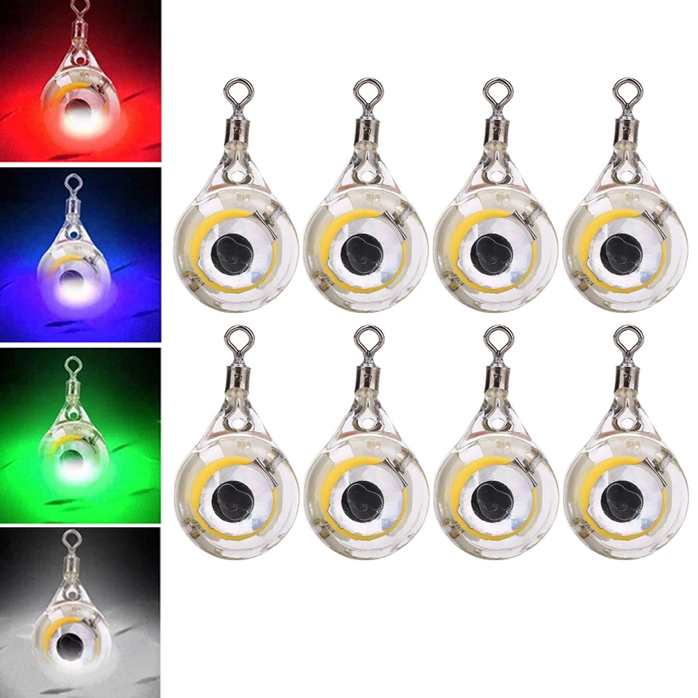 

10pcs Mini Fishing Lure Light LED Deep Drop Underwater Eye Shape Fishing Squid Fishing Bait Luminous Lure for Attracting Fish