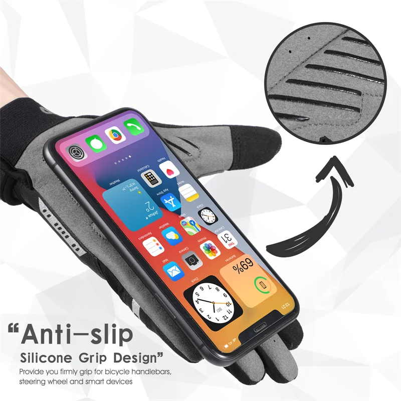 WEST BIKING Mountain Bike Full Finger Glove Non-slip Shockproof Touch Glove Golf Cycling Crossfit Motorcycle Mitts Spring Autumn