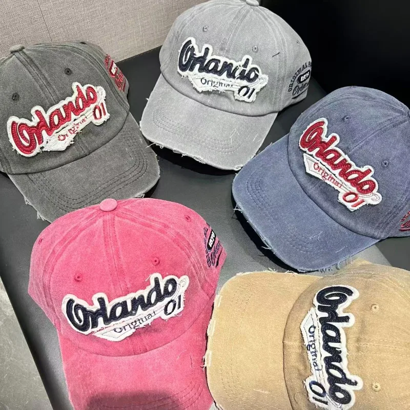 Новая старая бейсболка в американском стиле ретро, модная английская рваная кепка с вышивкой, женская шляпа для маленькой пары, трендовая бейсболка