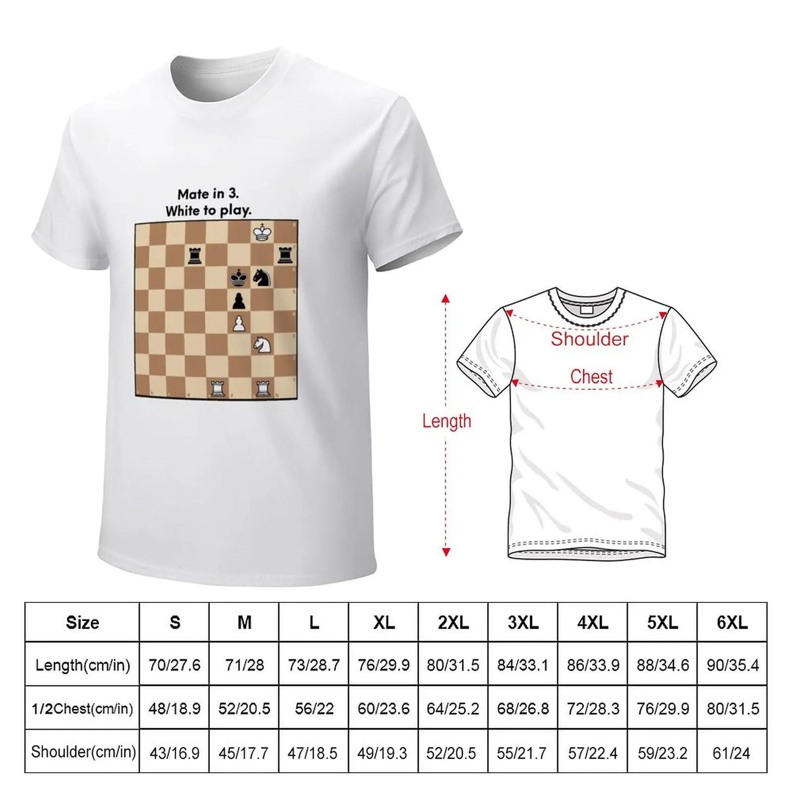 Chess puzzle sticker and magnet. Mate in 3. White to play. T-Shirt boys animal print blacks summer tops plain t shirts men