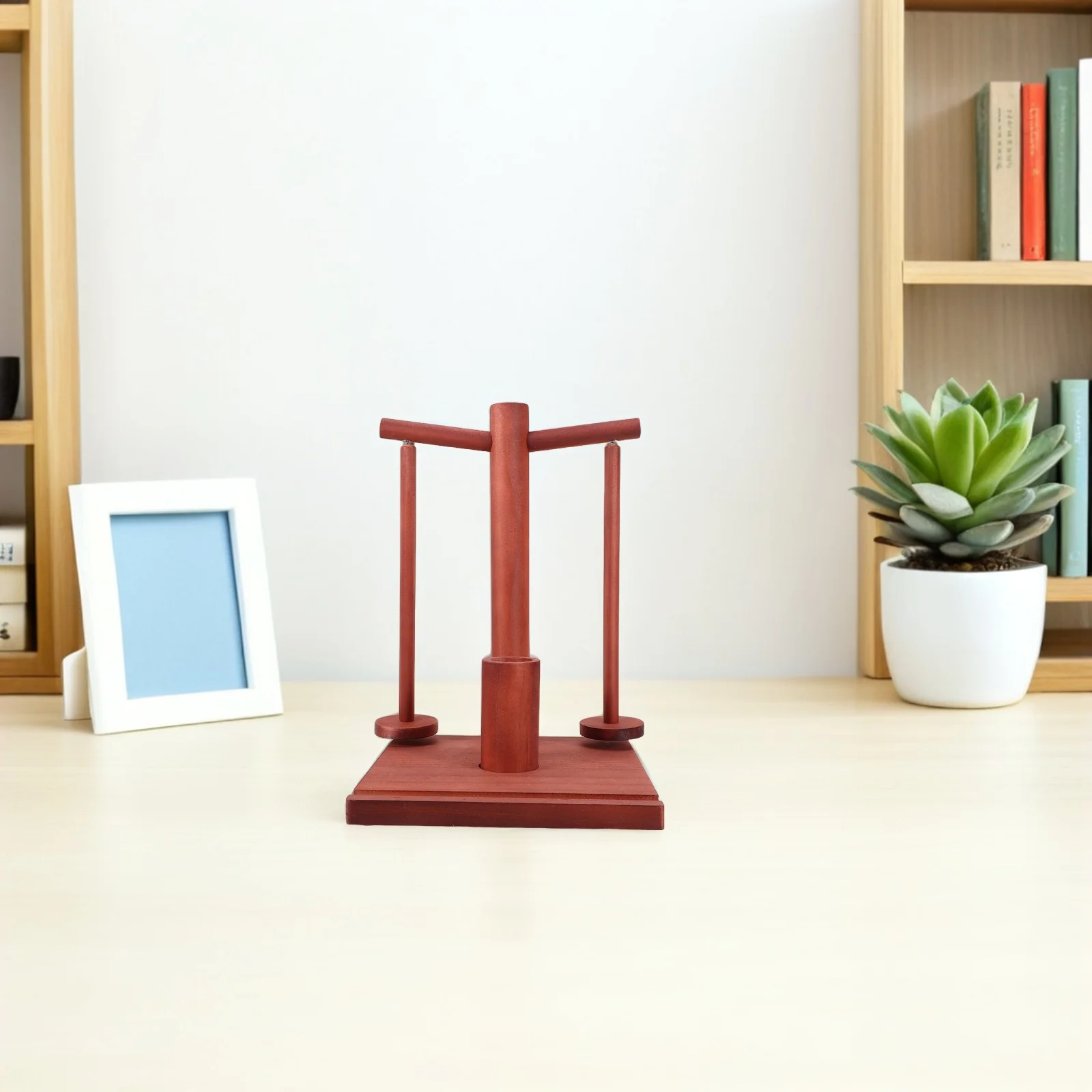 

Yarn Holder for Knitting Crocheting Rotating Wooden Stand with 2 Spindles Seamless Crafting Experience Stable Base Design